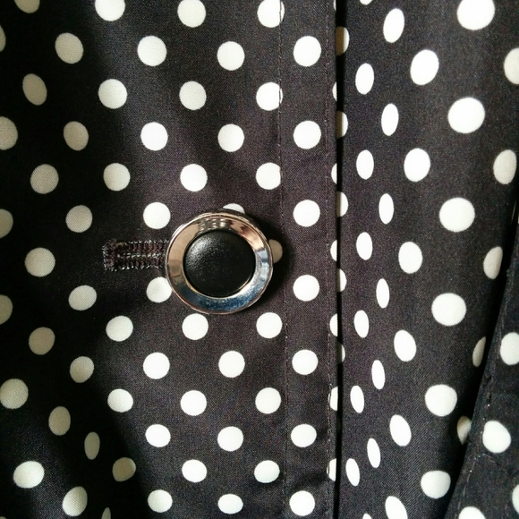Style&Co. Black & White Polka-Dot Trenchcoat, Sz L - Picture 6 of 8